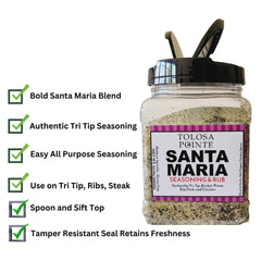 Tolosa Pointe granule close-up highlighting texture benefit: coarse salt and pepper for crust
