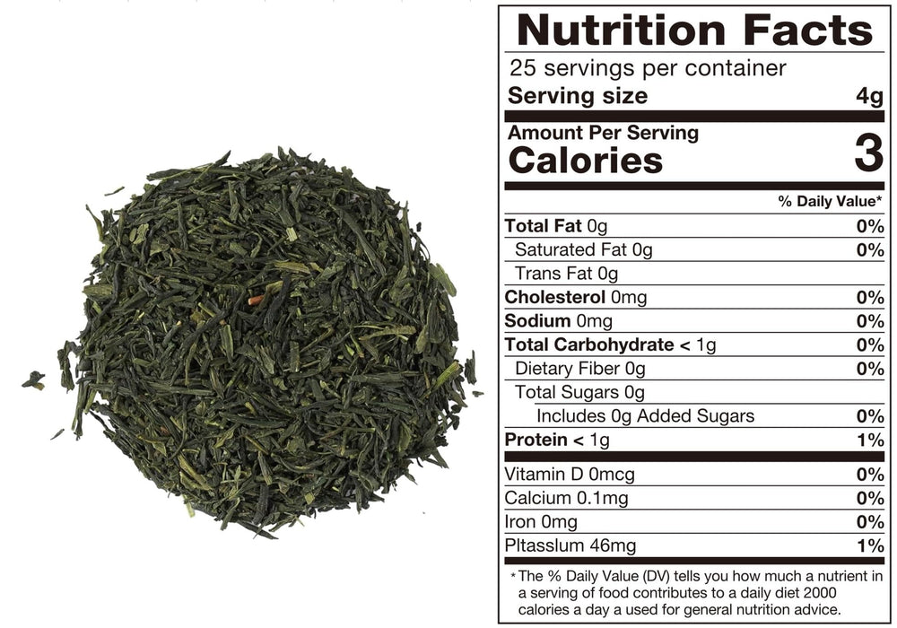 close-up of TOMOSAN loose sencha leaves highlighting fresh texture and vibrant color