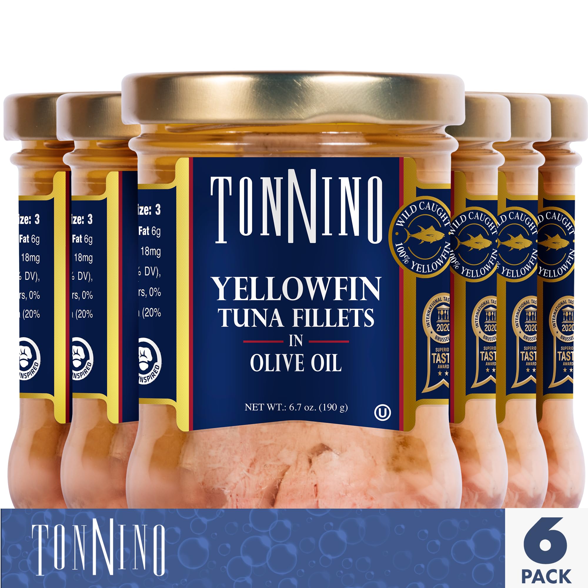 Tonnino open jar plated on small dish demonstrating ready-to-serve ease