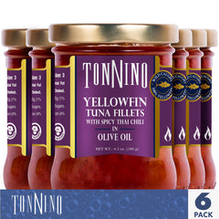 Tonnino jar opened with whole yellowfin fillet ready to serve benefit