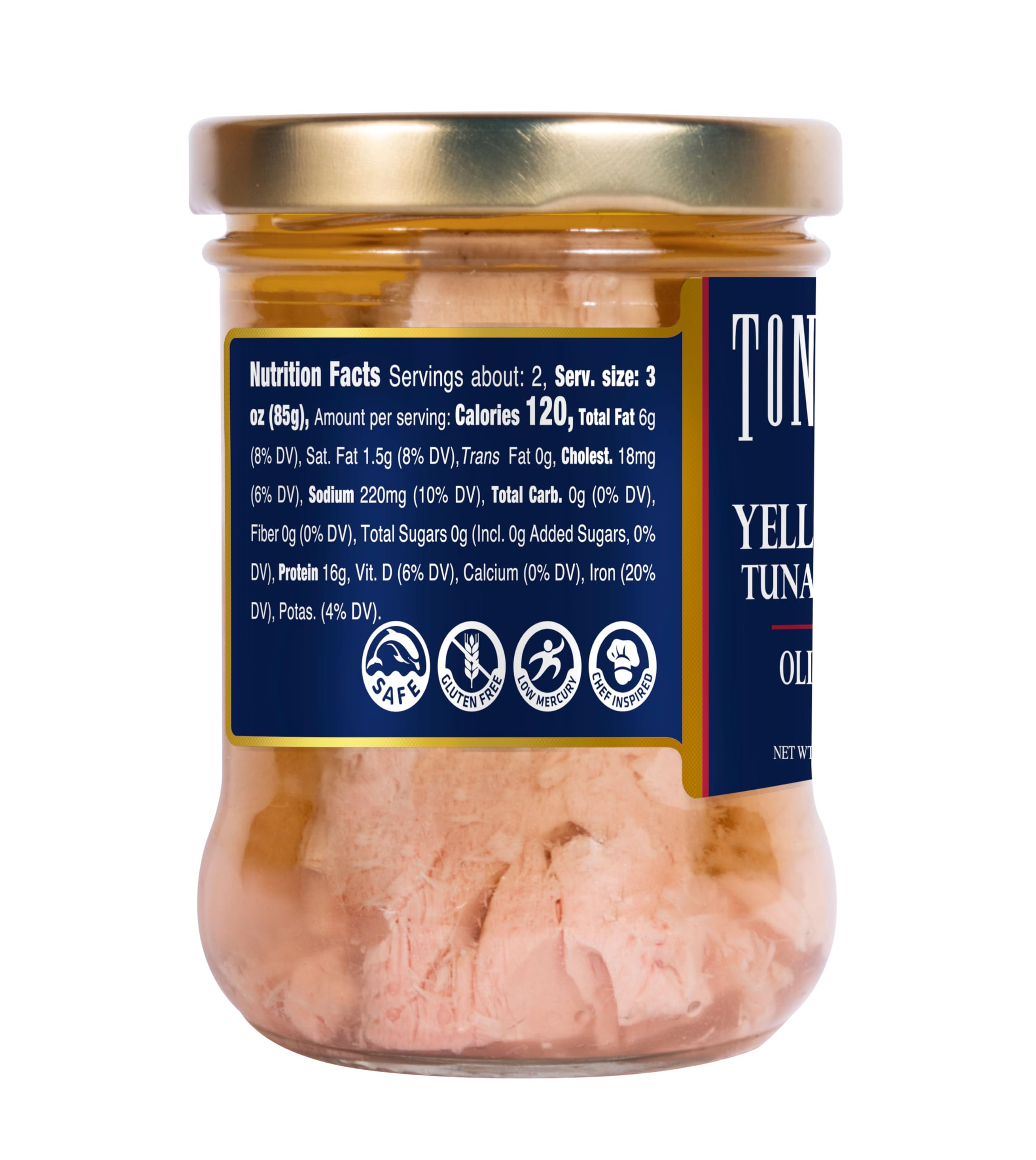 Tonnino jar label with traceability code visible to confirm fishery origin