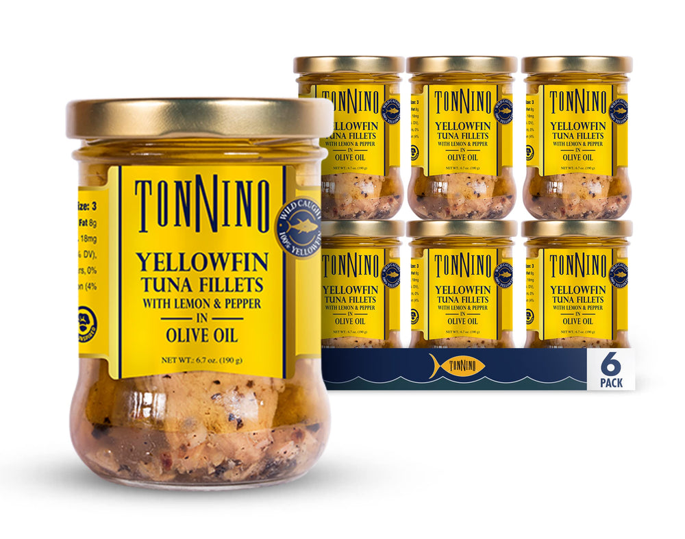 Tonnino six-pack arrangement showing pantry-ready supply benefit