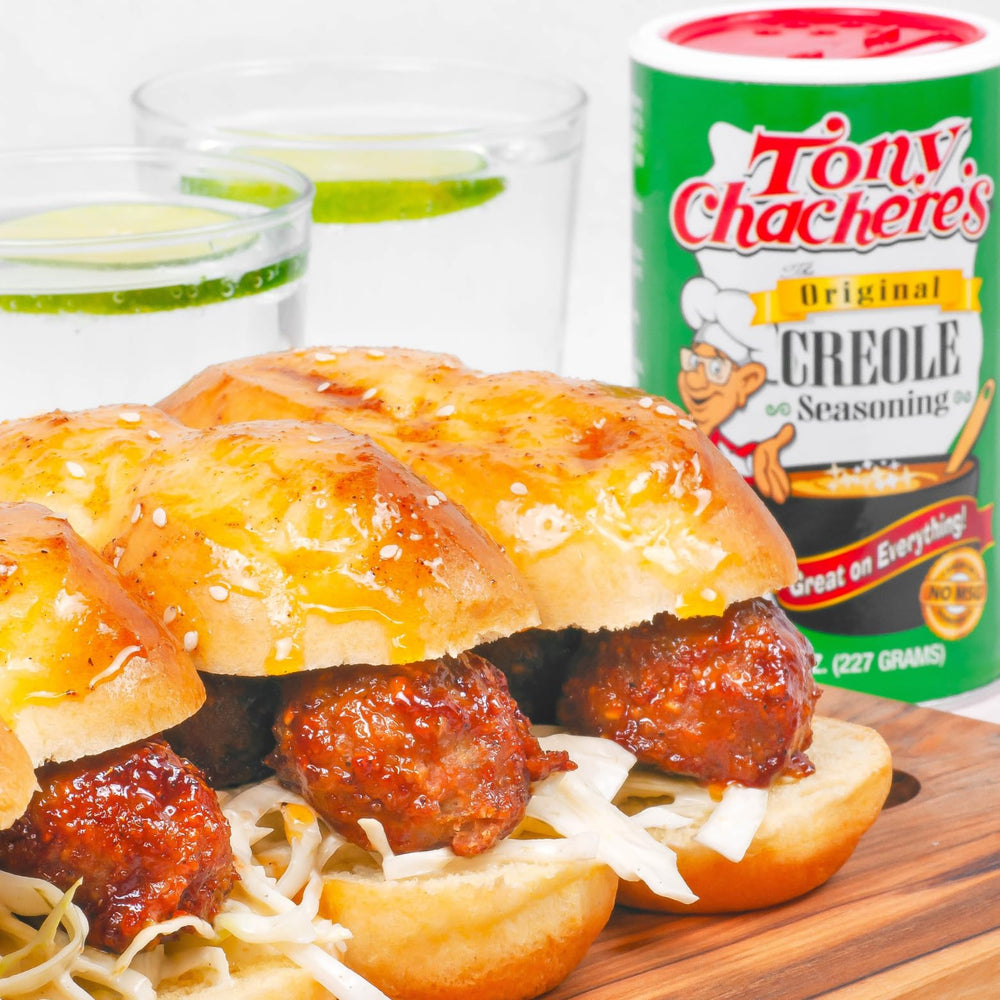 Tony Chachere's three-pack displayed on kitchen counter for convenient supply
