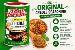 Tony Chachere's seasoned shrimp on grill showing vibrant flavor and cooking results