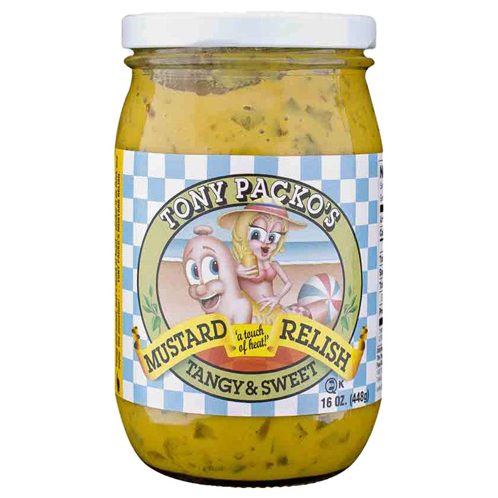 Tony Packo's front jar view highlighting tangy-sweet flavor for sandwiches