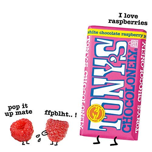 Tony's Chocolonely bar held in hand to show size and convenient snacking benefit