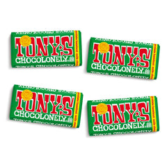 Tony's Chocolonely front packaging showing bar design and mission benefits