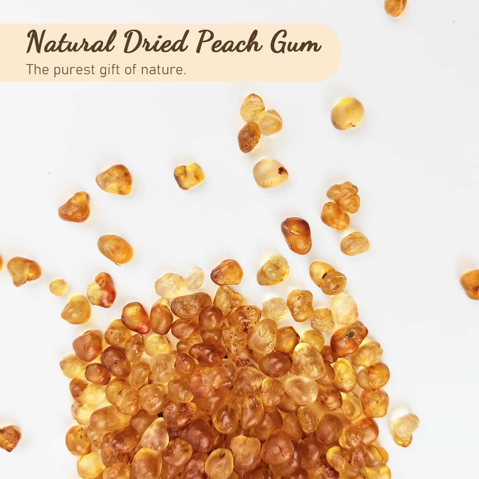 TooGet close-up of rehydrated peach gum gel highlighting tender translucent texture