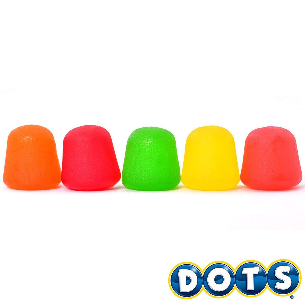 Tootsie Roll DOTS stacked boxes demonstrating bulk pack convenience and storage