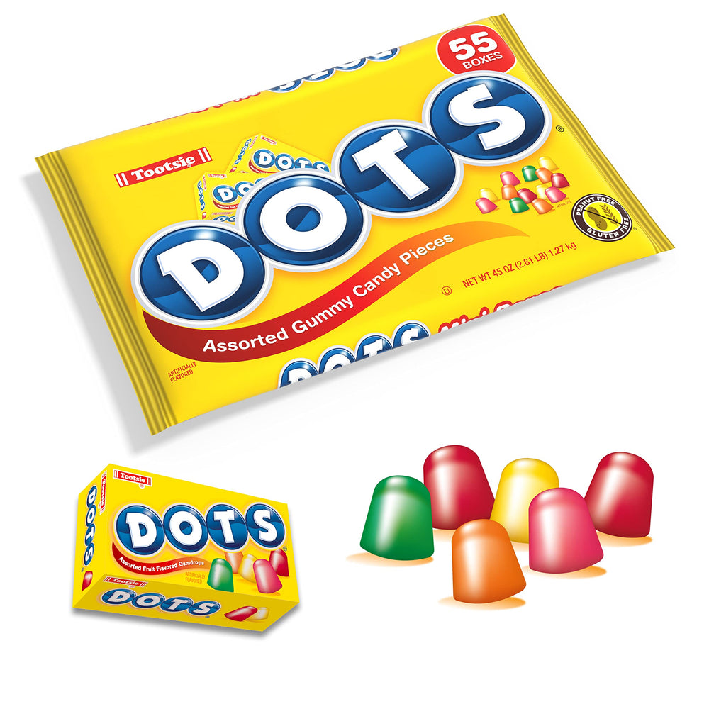 Tootsie DOTS close-up of chewy gumdrop texture highlighting colorful original flavors