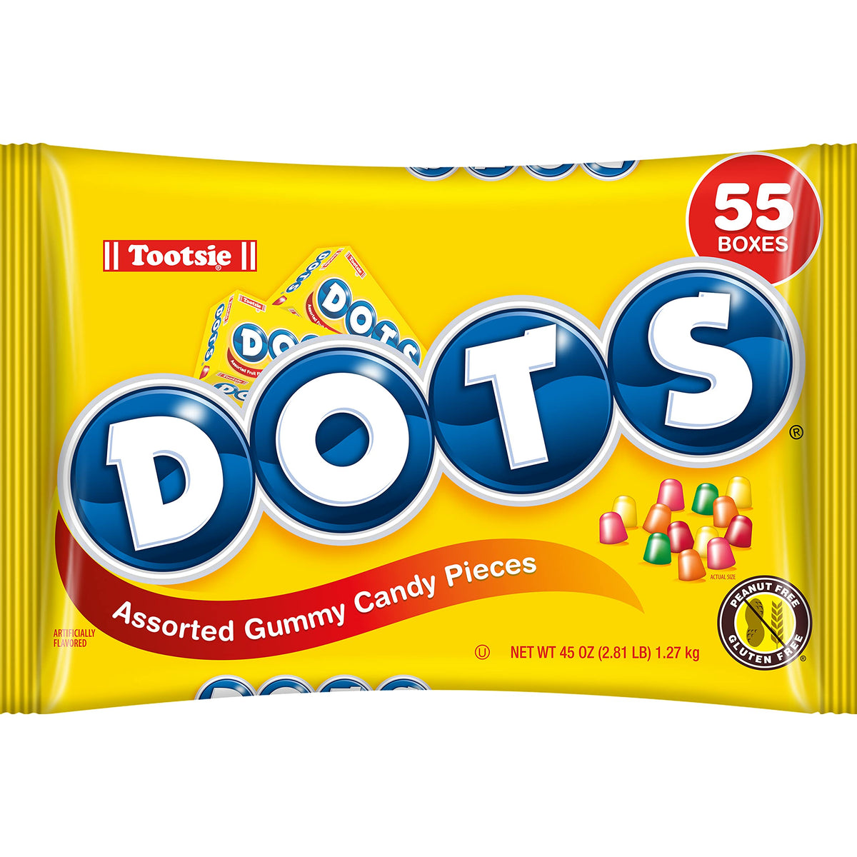 Tootsie DOTS front packaging showing mini box design and branding for convenient gifting