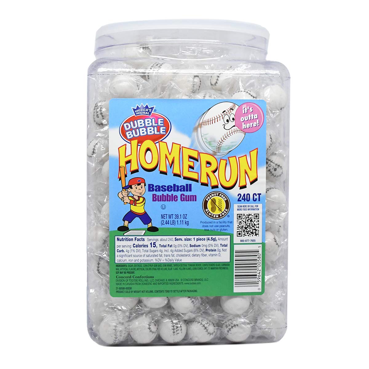 Tootsie Roll Dubble Bubble jar front showing 240-count and baseball look for easy stocking