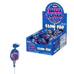 Tootsie Roll Charms Blow Pop front box showing 48-count and flavor benefits