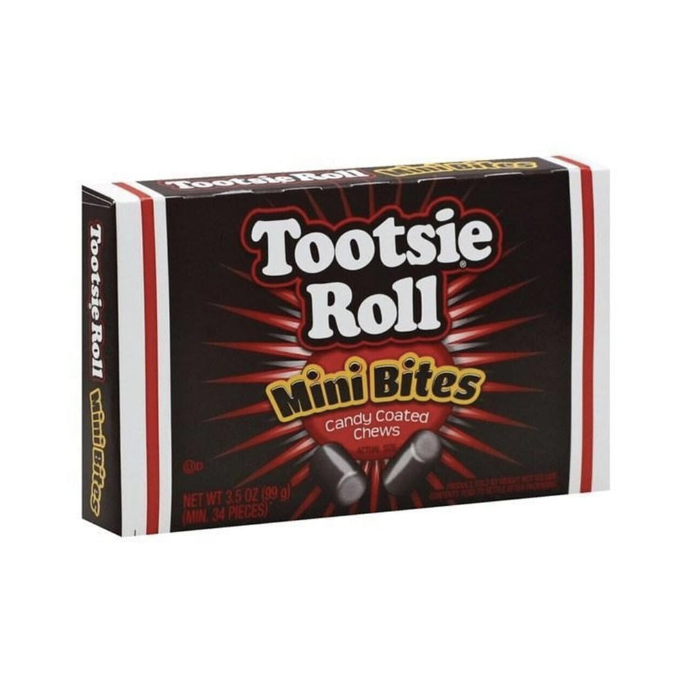 Tootsie Roll front movie-theater box showing candy and easy-pour dispenser for quick serving