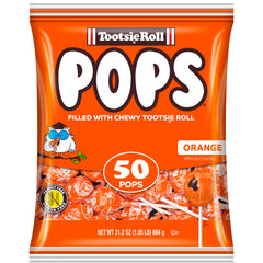 Tootsie Roll orange front packaging showing 50-count bulk bag and brand