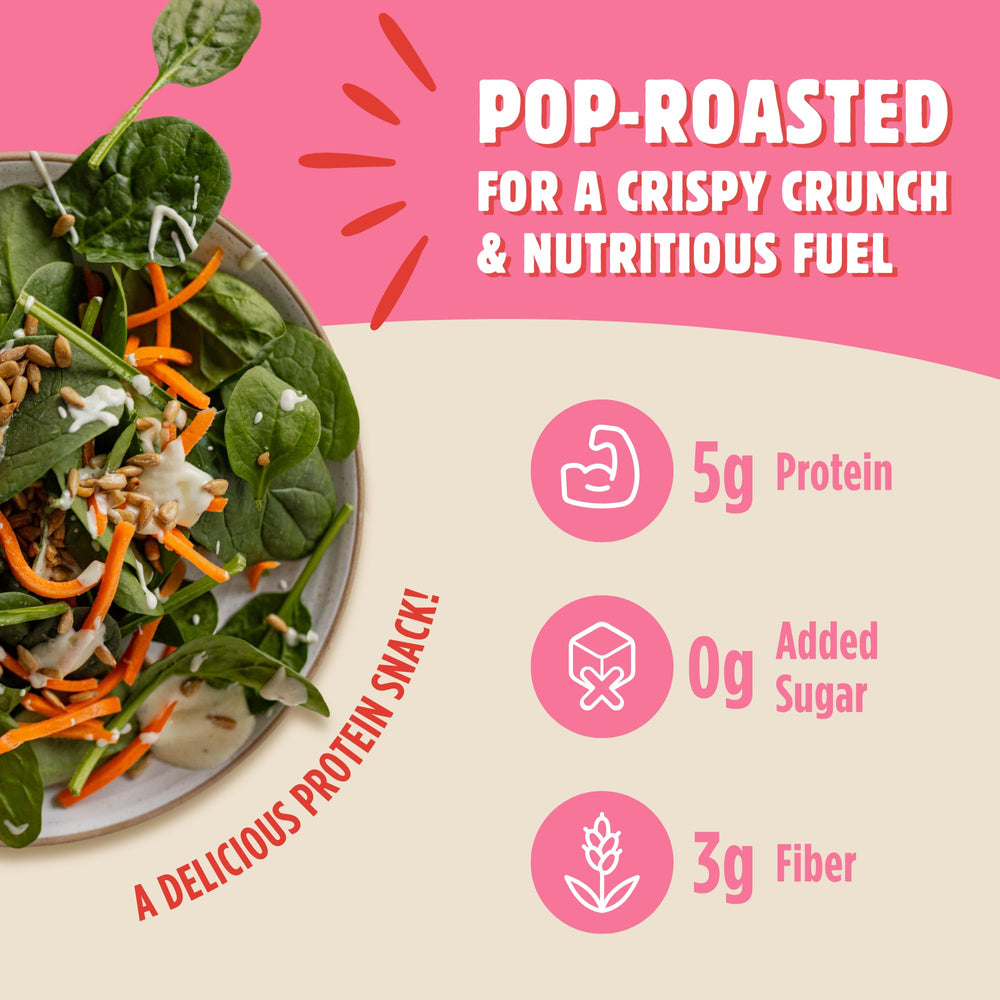 Top Fox seeds sprinkled on salad adding protein and crunch