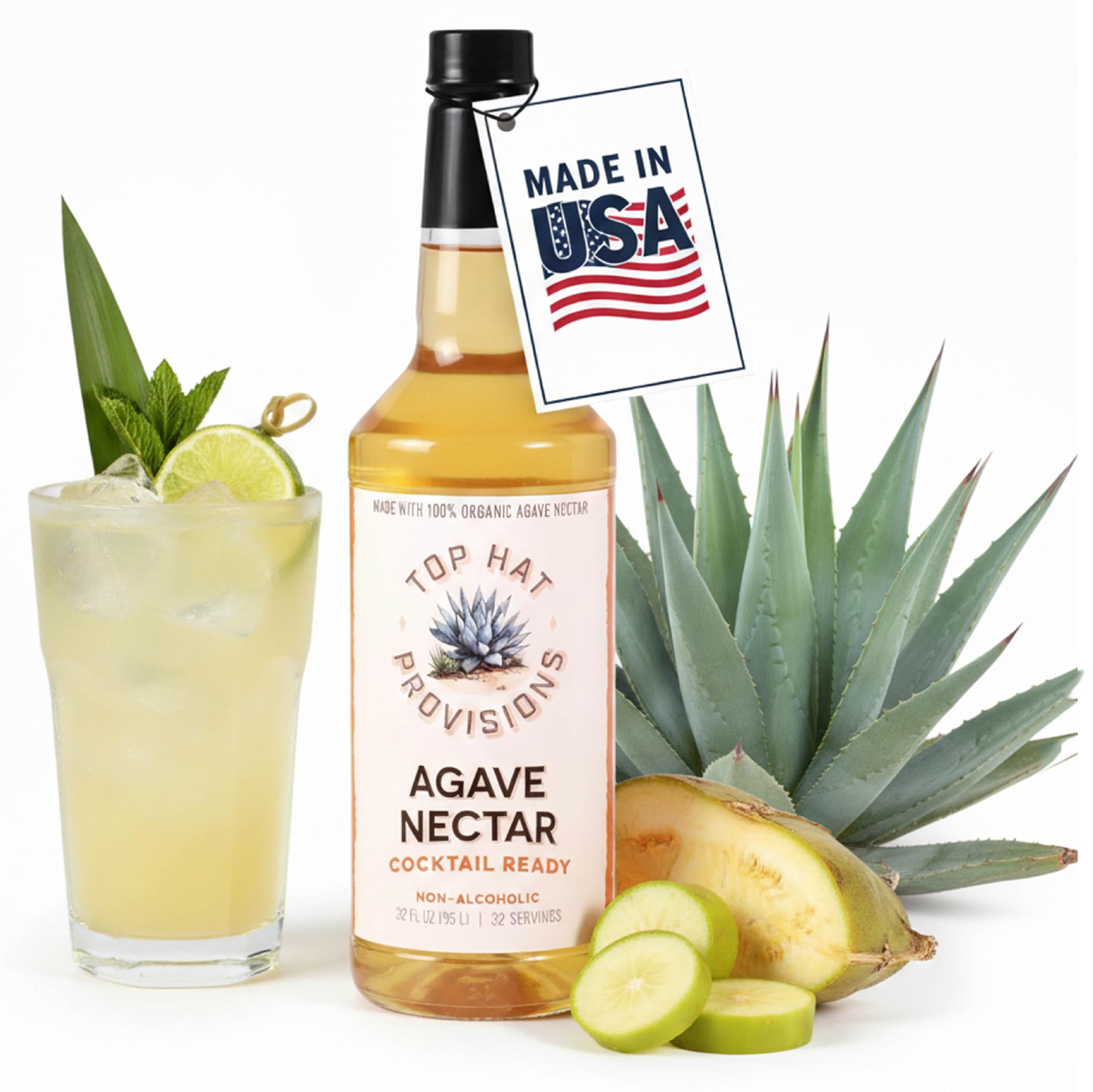 Top Hat Provisions front bottle shot showing organic agave nectar and value