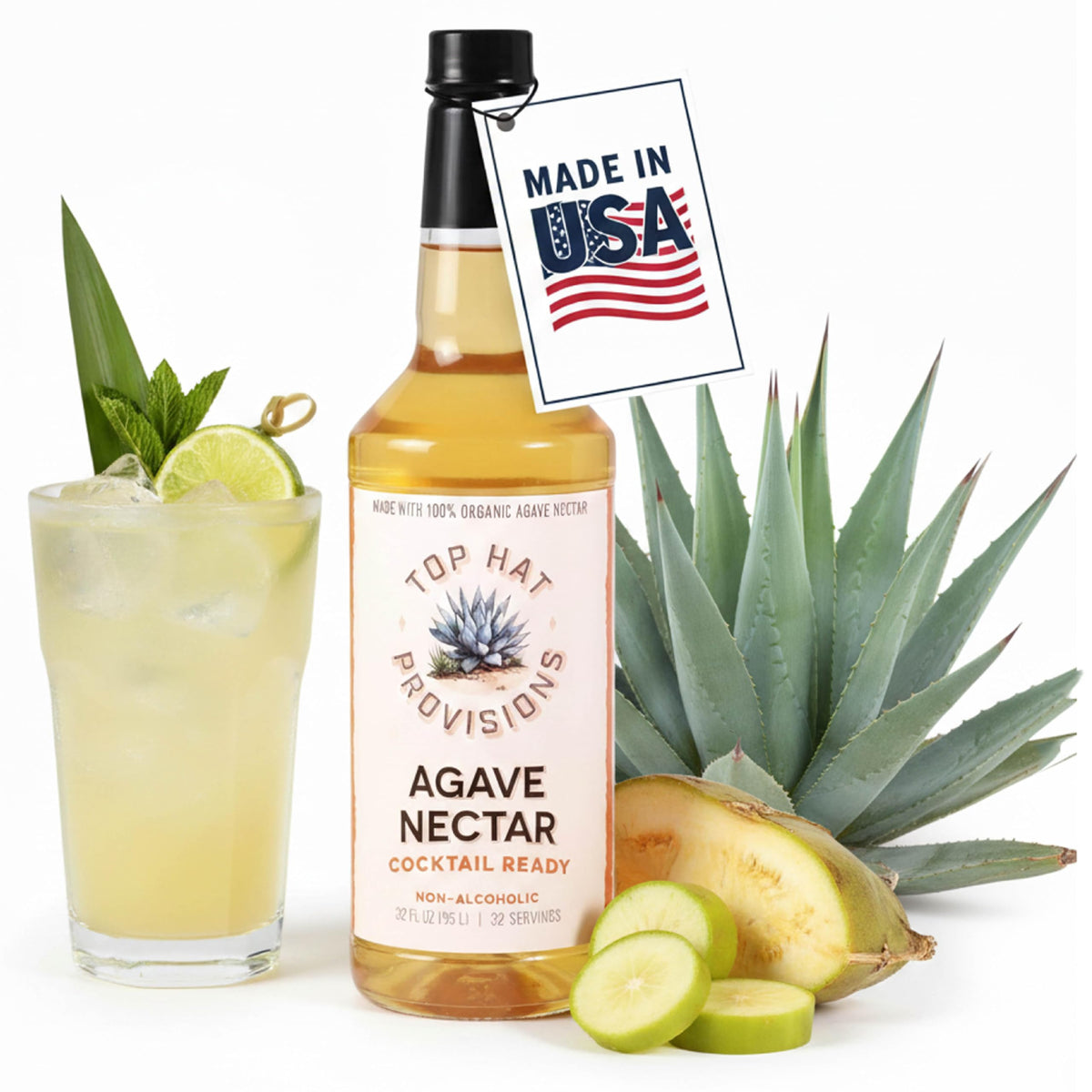 Top Hat Provisions front bottle shot showing organic agave nectar and value