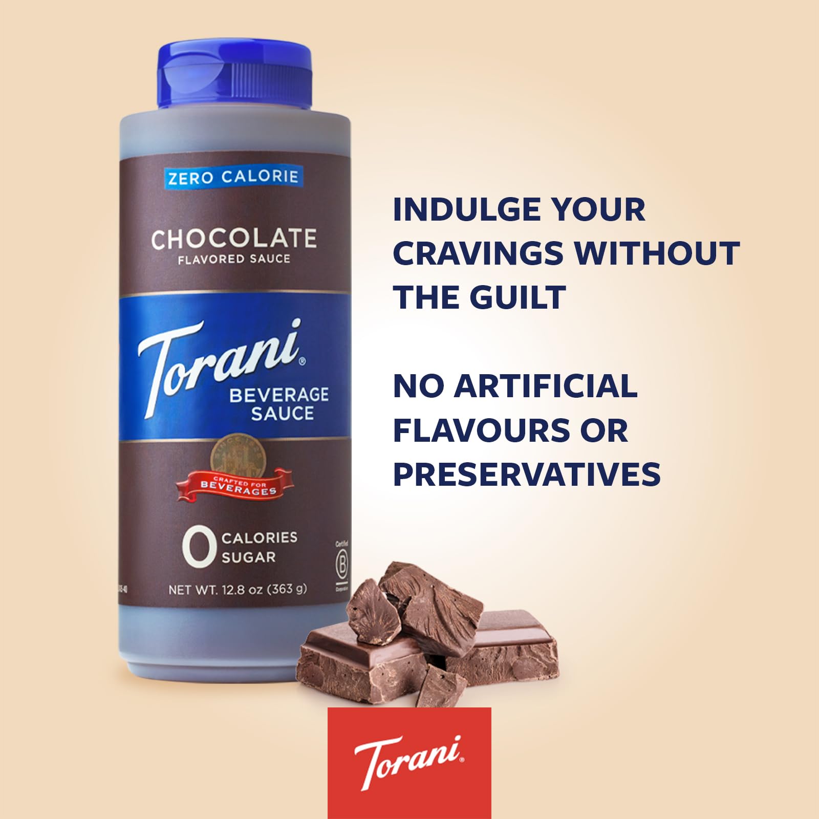 Torani bottle cap and nozzle detail showing easy-squeeze control for precise topping