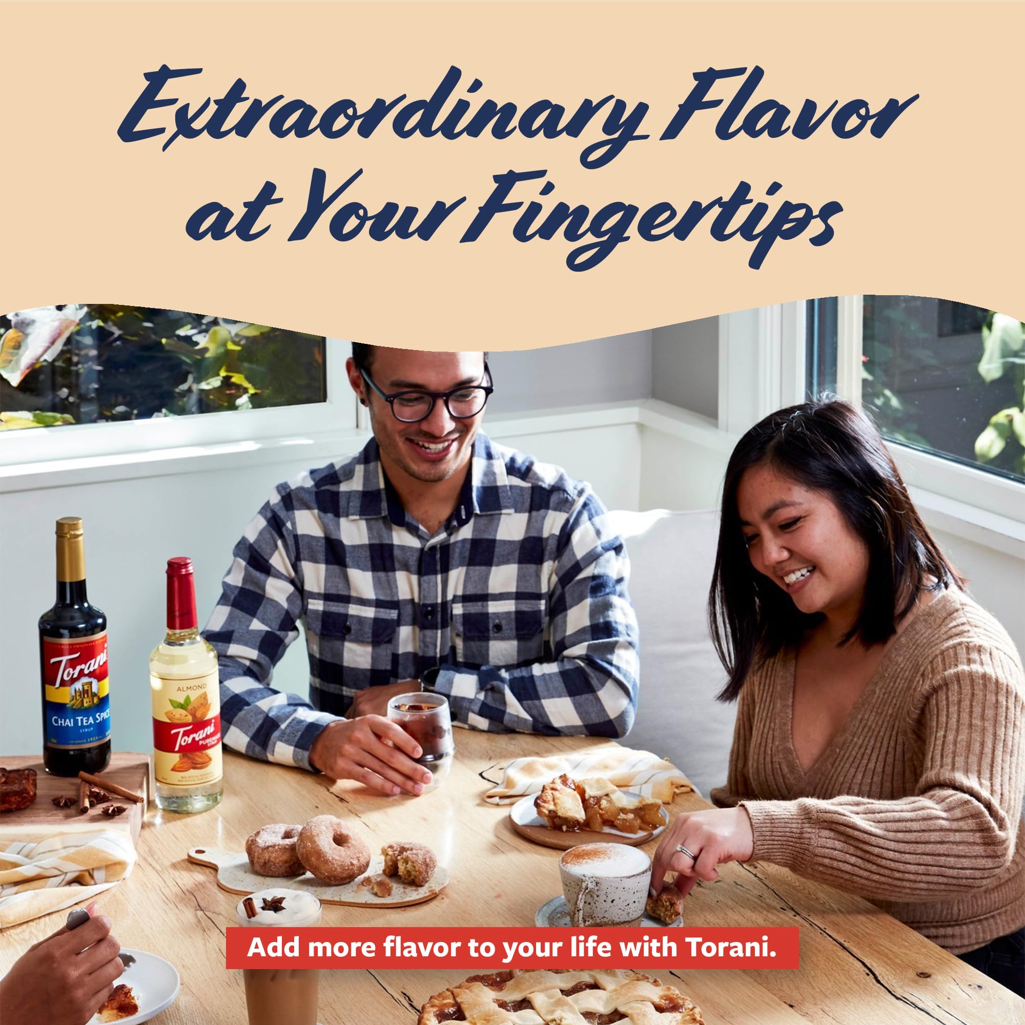 Torani Brown Sugar Cinnamon drizzled on pastry adding warm spice benefit