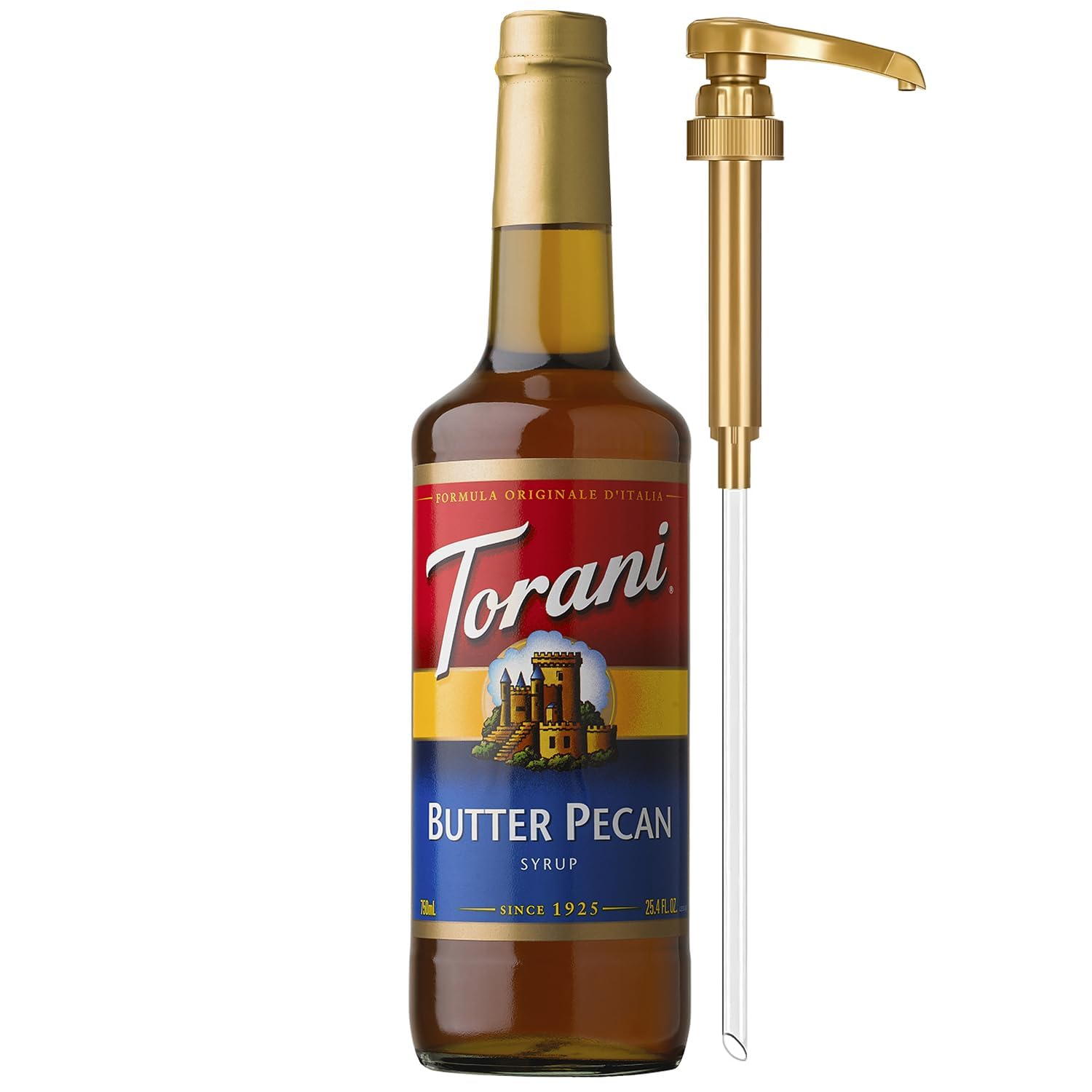 Torani butter pecan front label showing bottle and flavor clarity for easy identification
