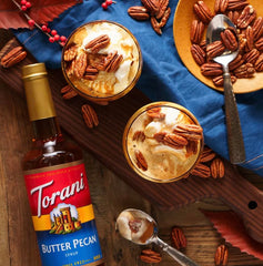 Torani syrup pouring close-up showing smooth texture and rich color benefit