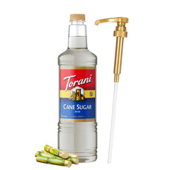 Torani front bottle view showing branding and 1L size for easy identification