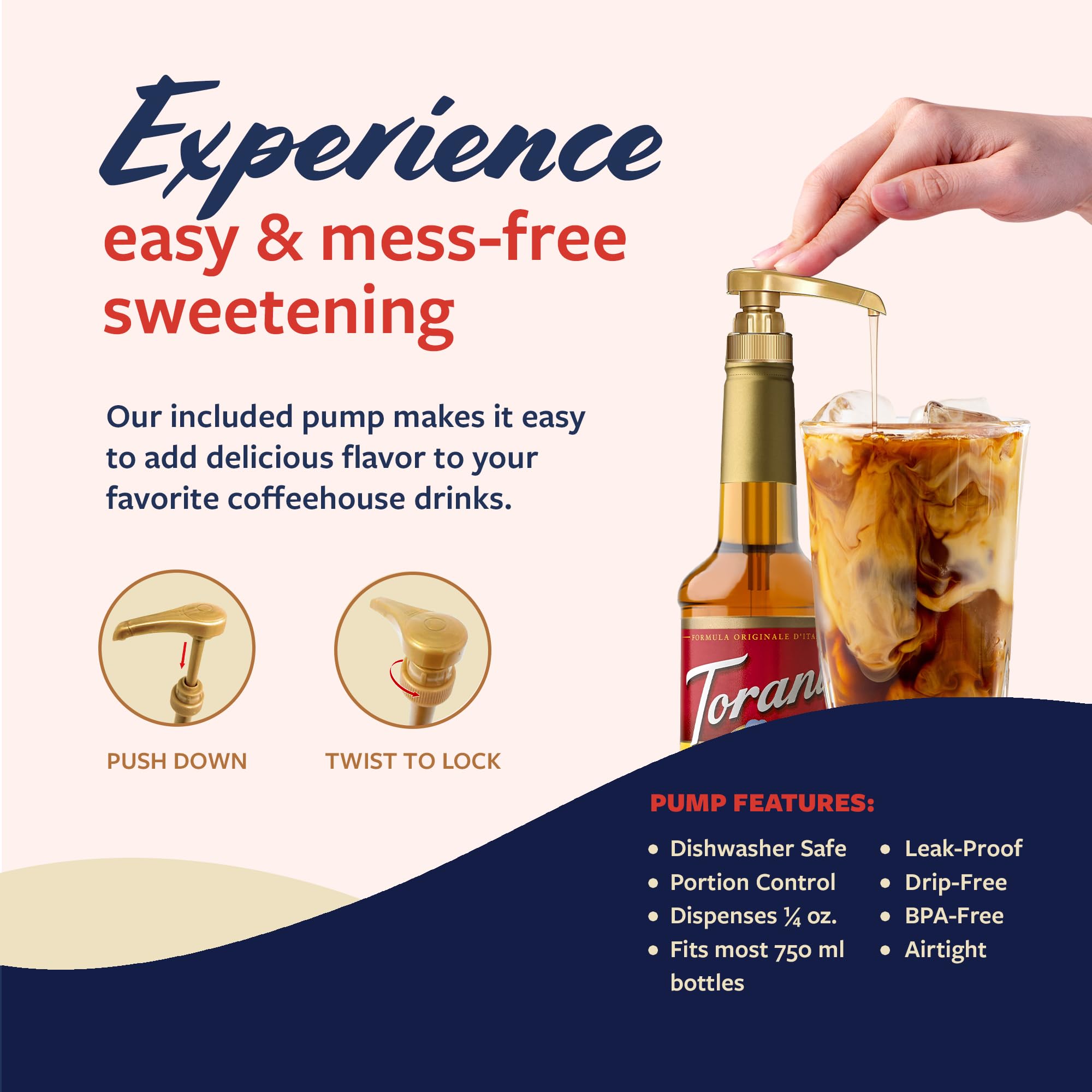 Torani flavored latte topped with foam showing dessert-style appeal