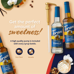 Torani classic hazelnut pump detail for mess-free, measured pouring