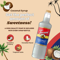 Drizzling Torani coconut syrup over vanilla ice cream for tropical sweetness