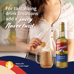 Torani label close-up showing ingredients and flavor name for transparent sourcing