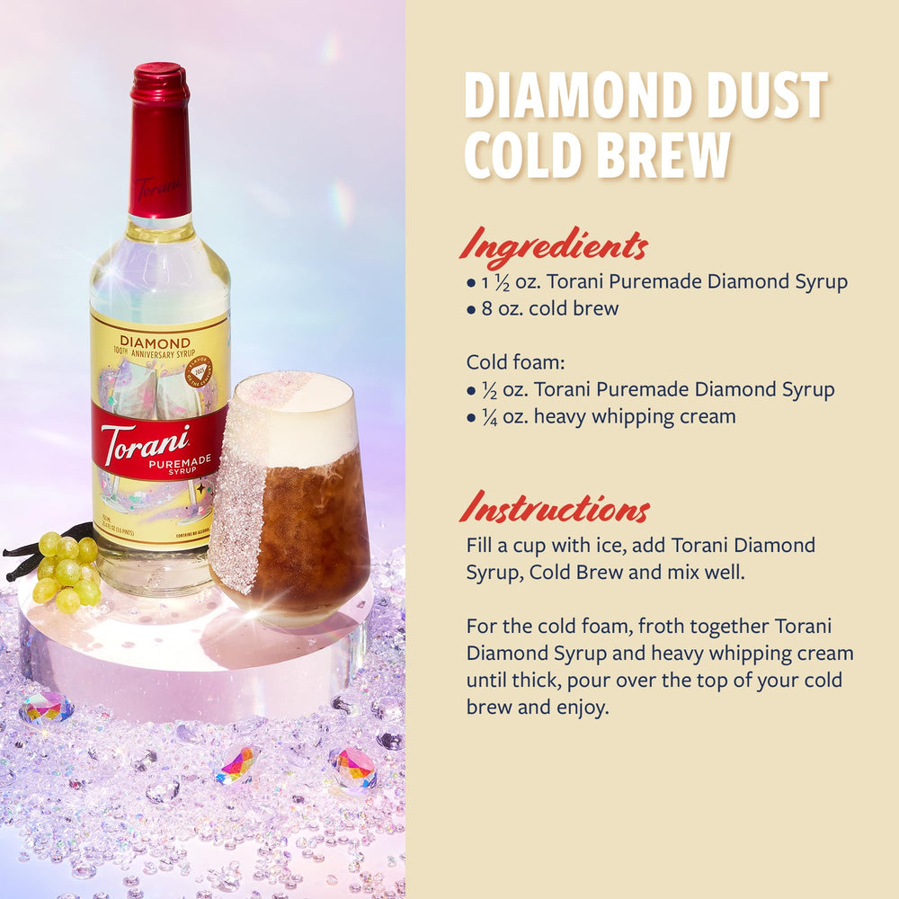 Torani Diamond syrup being added to coffee for consistent flavoring and easy customization
