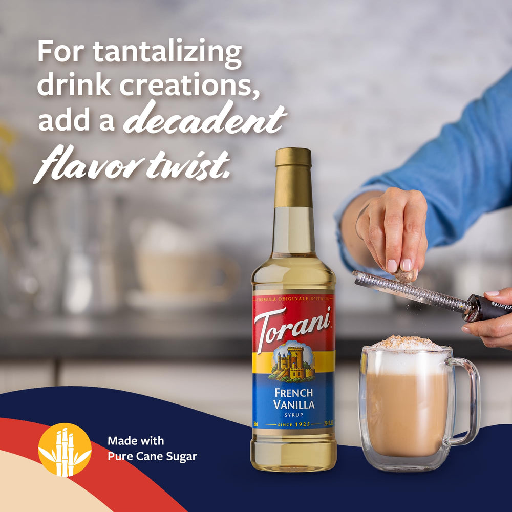 Torani syrup being pumped into a latte showing fast, consistent flavoring benefit