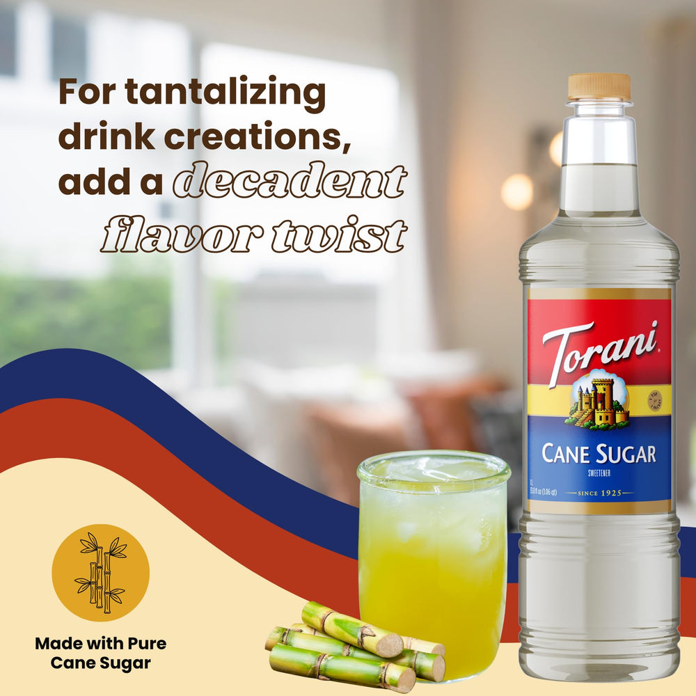 Torani added to iced coffee highlighting quick dissolution and balanced sweetness
