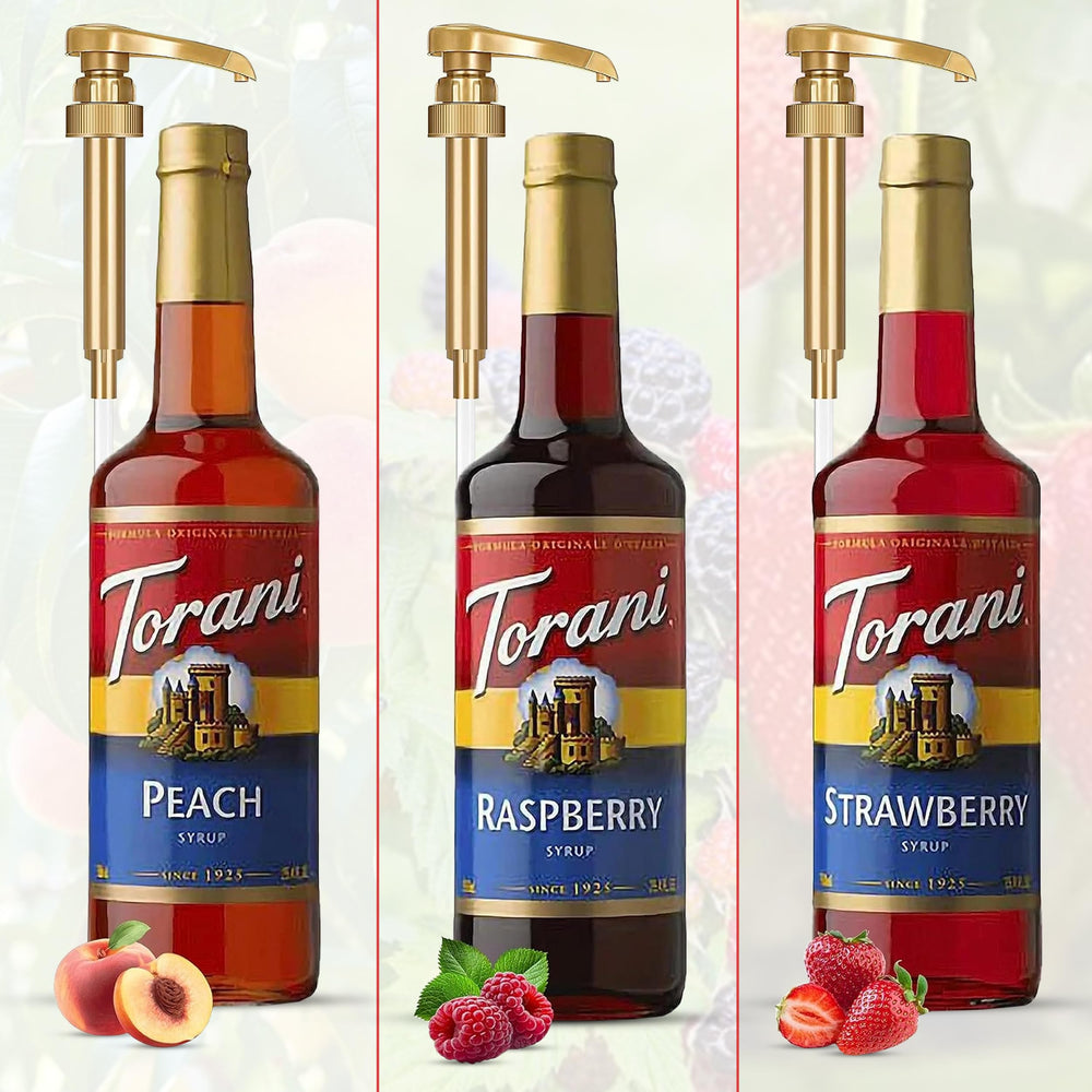 Torani Italian soda in glass made with syrups illustrating presentation and serving idea