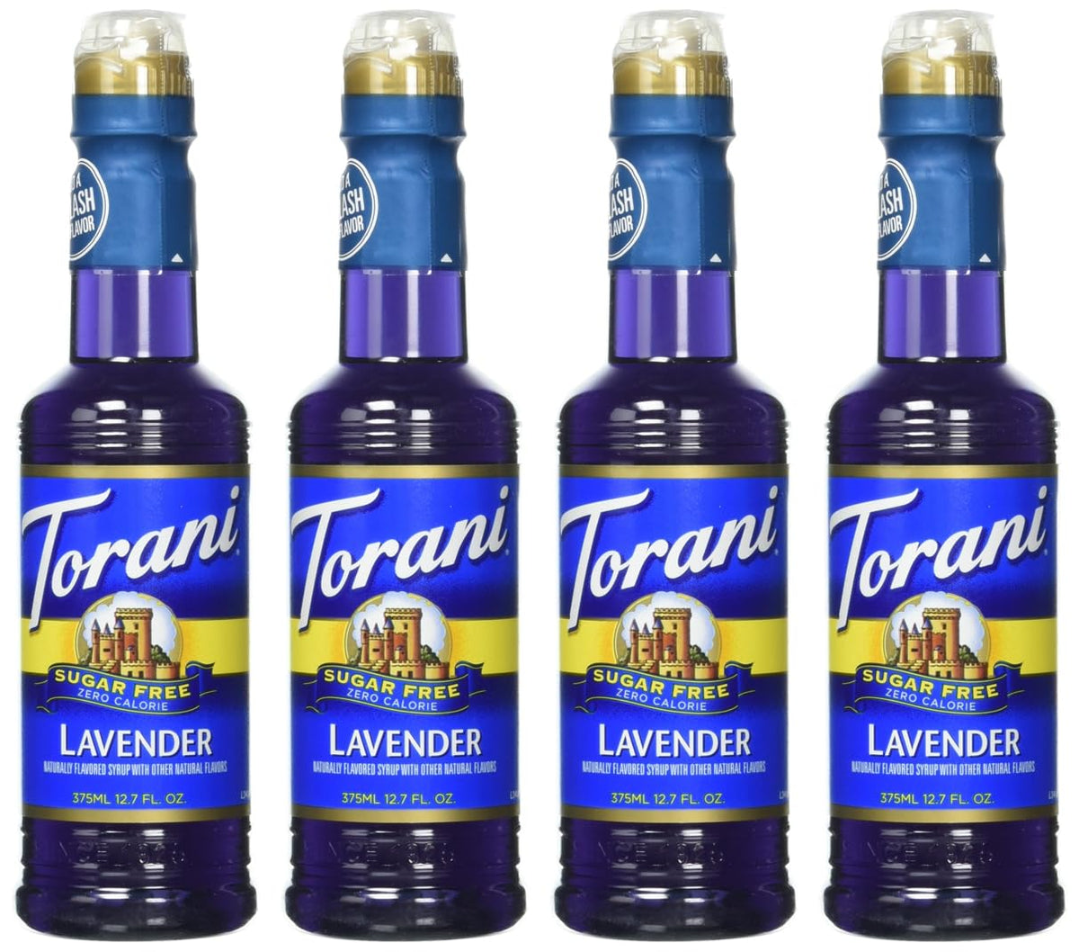 Torani lavender syrup front packaging showing bottle label and kosher badge for consistent flavor