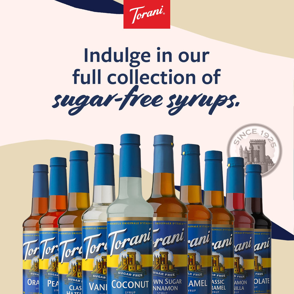 Torani syrups staged in kitchen lifestyle setting, brand inspires café-style drinks at home