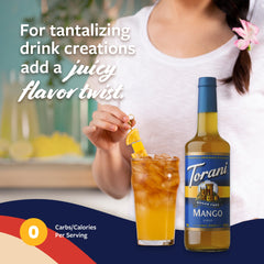 Torani used in an iced coffee showing tropical flavor boost