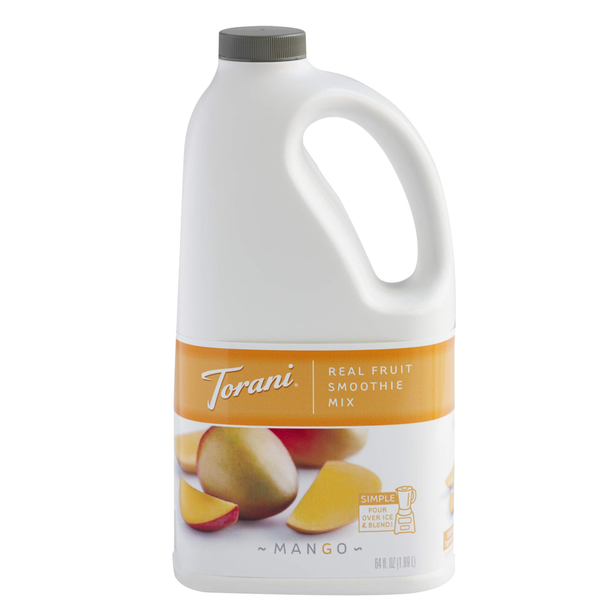 Torani bottle front view showing mango smoothie mix for easy serving
