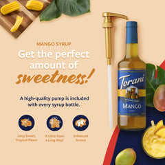 Torani syrup pouring into a glass demonstrating easy measured use