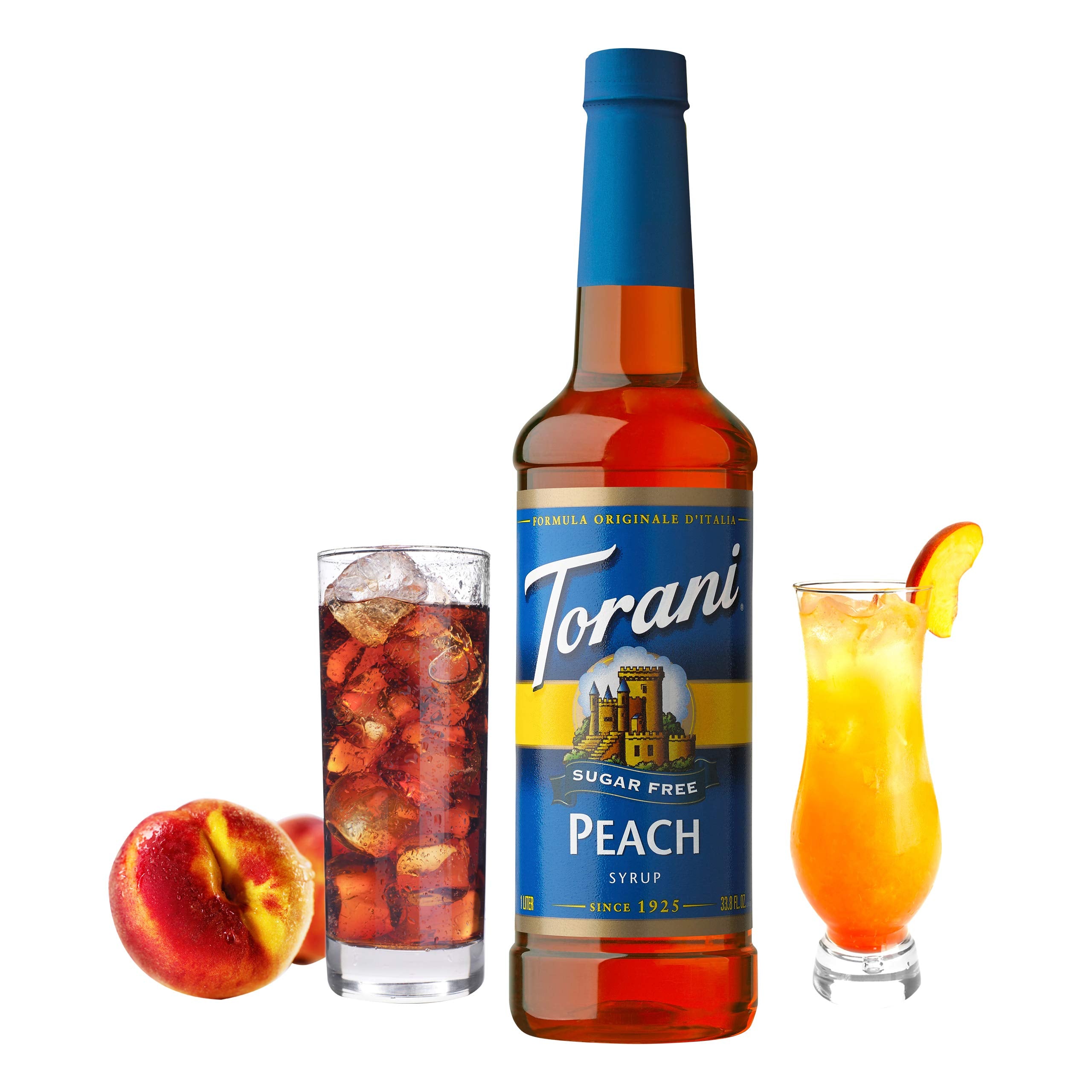 Torani bottle back label with ingredients and nutrition details for transparency
