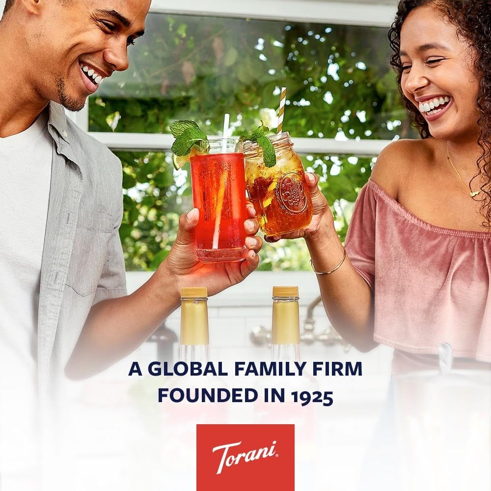 Dessert drizzled with Torani peppermint syrup, brand enhances sweet recipes benefit