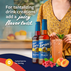 Torani pump attached dispensing syrup, ensuring consistent portions and less mess