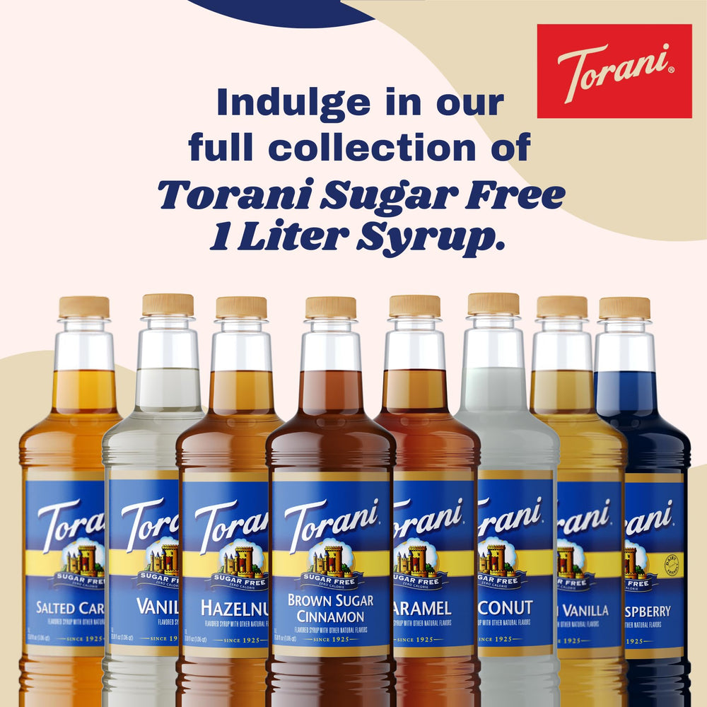Measured pumps of Torani syrup on spoon for consistent portion control