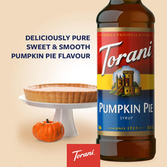 Torani syrup pouring into a glass adding pumpkin spice flavor fast
