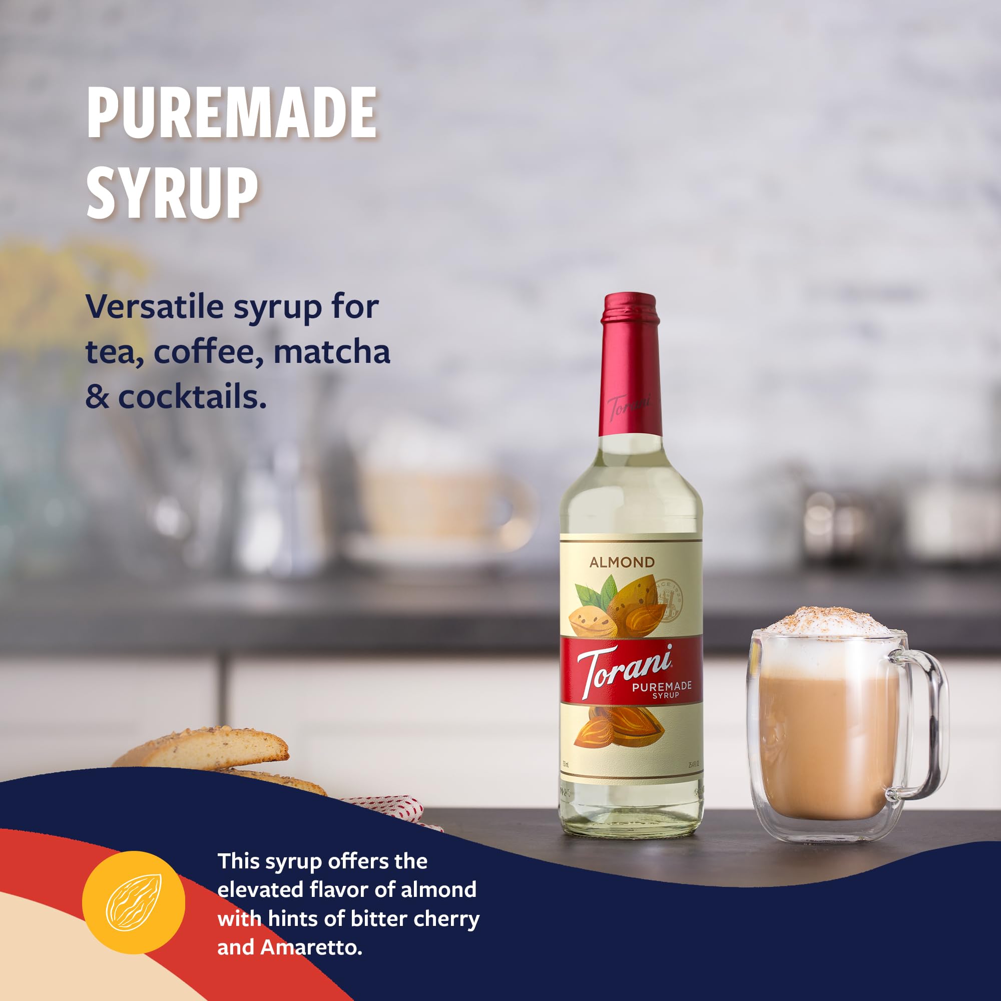Torani syrup added to coffee showcasing enriched almond flavor and improved beverage depth