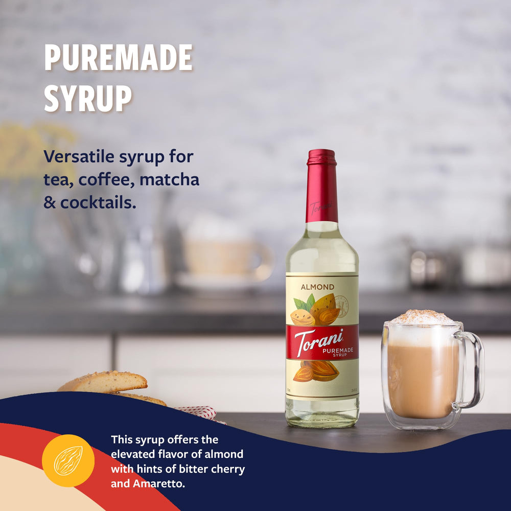 Torani syrup added to coffee showcasing enriched almond flavor and improved beverage depth