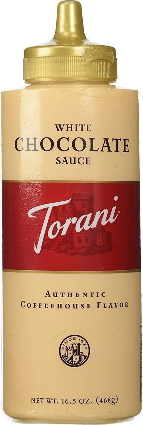 Torani bottle front packaging shows label and size for easy identification