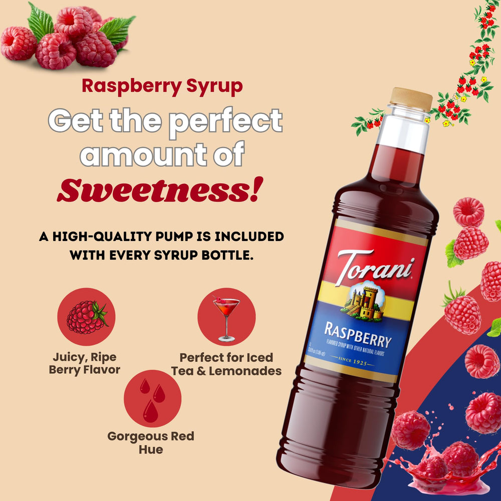 Torani syrup stream close-up showing thick texture for consistent flavor