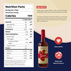Torani raspberry glass bottle with BPA-free pump enabling precise, mess-free pours